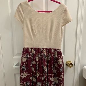 Speechless Cream & Maroon Floral Dress